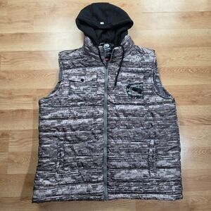 Vtg Ecko Unltd Puffer Vest Men 2XL Hooded Digital Camo Grey Black Streetwear Y2k